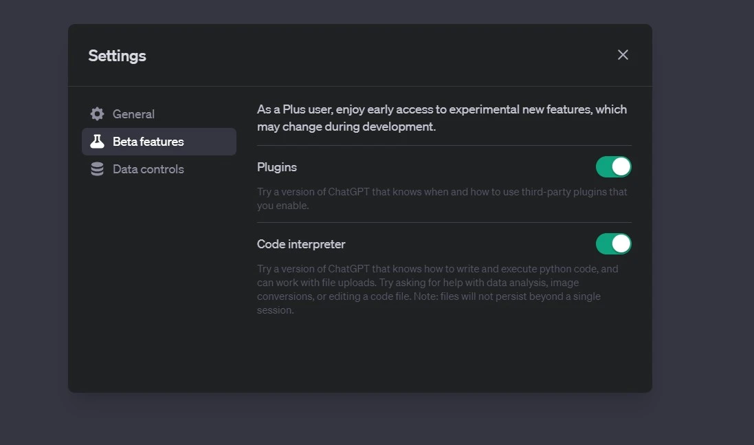 ChatGPT Plus beta features